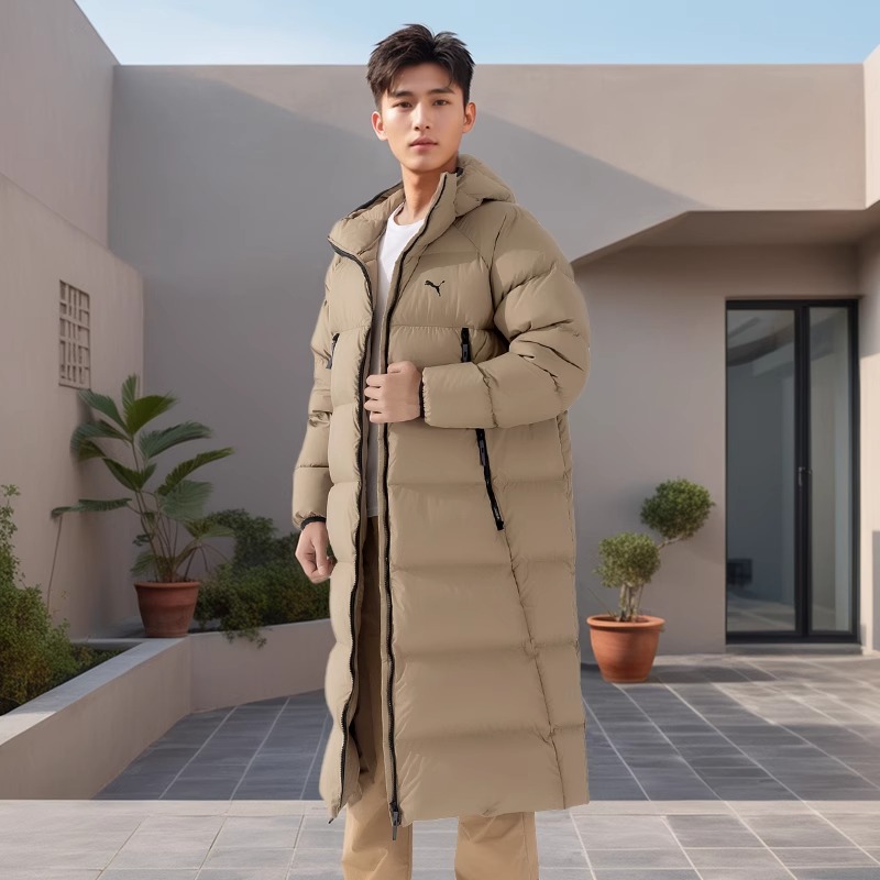 PUMA彪马羽绒服男冬季新款长款过膝连帽保暖外套防风防寒羽绒夹克