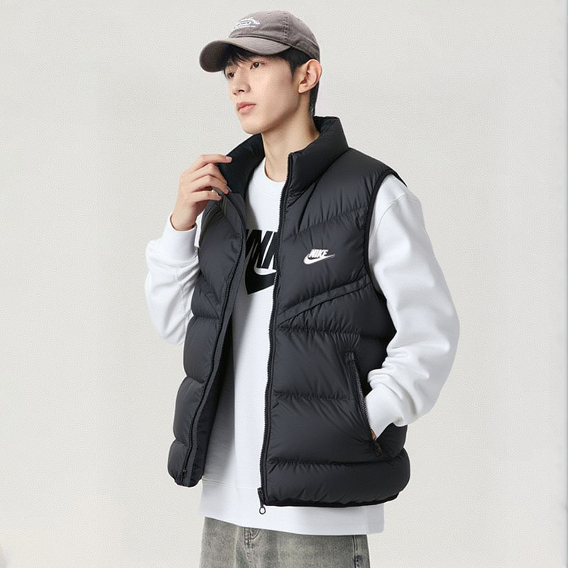 耐克羽绒背心男装女装25冬季新款连帽防风保暖健身运动服棉羽马甲