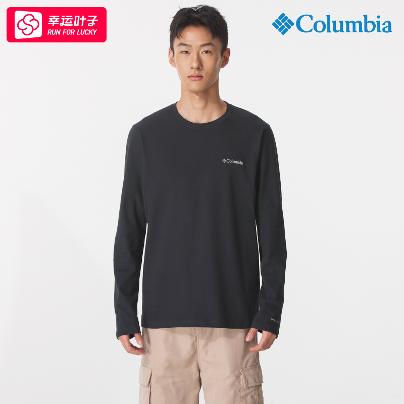 ~哥伦比亚圆领长袖T恤男装2025秋季新款户外休闲上衣运动服打底衫