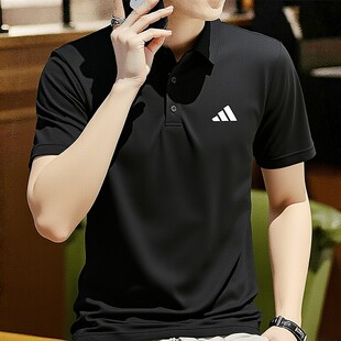 运动休闲黑色商务POLO衫 阿迪达斯短袖 新品 26夏季 HR8730 T恤男装