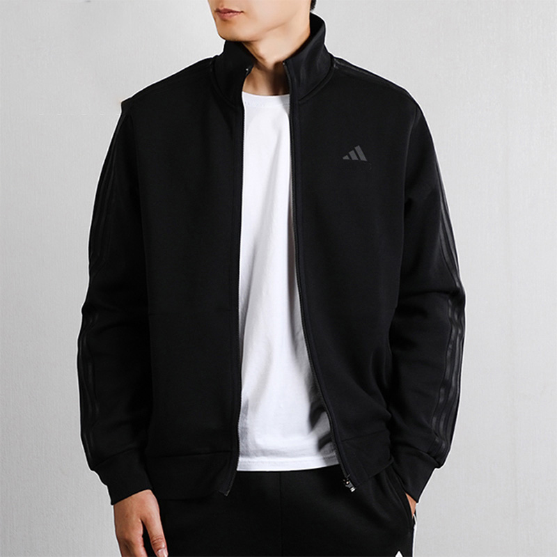 阿迪达斯官方针织夹克男子秋季新款休闲运动服舒适立领外套JI8818