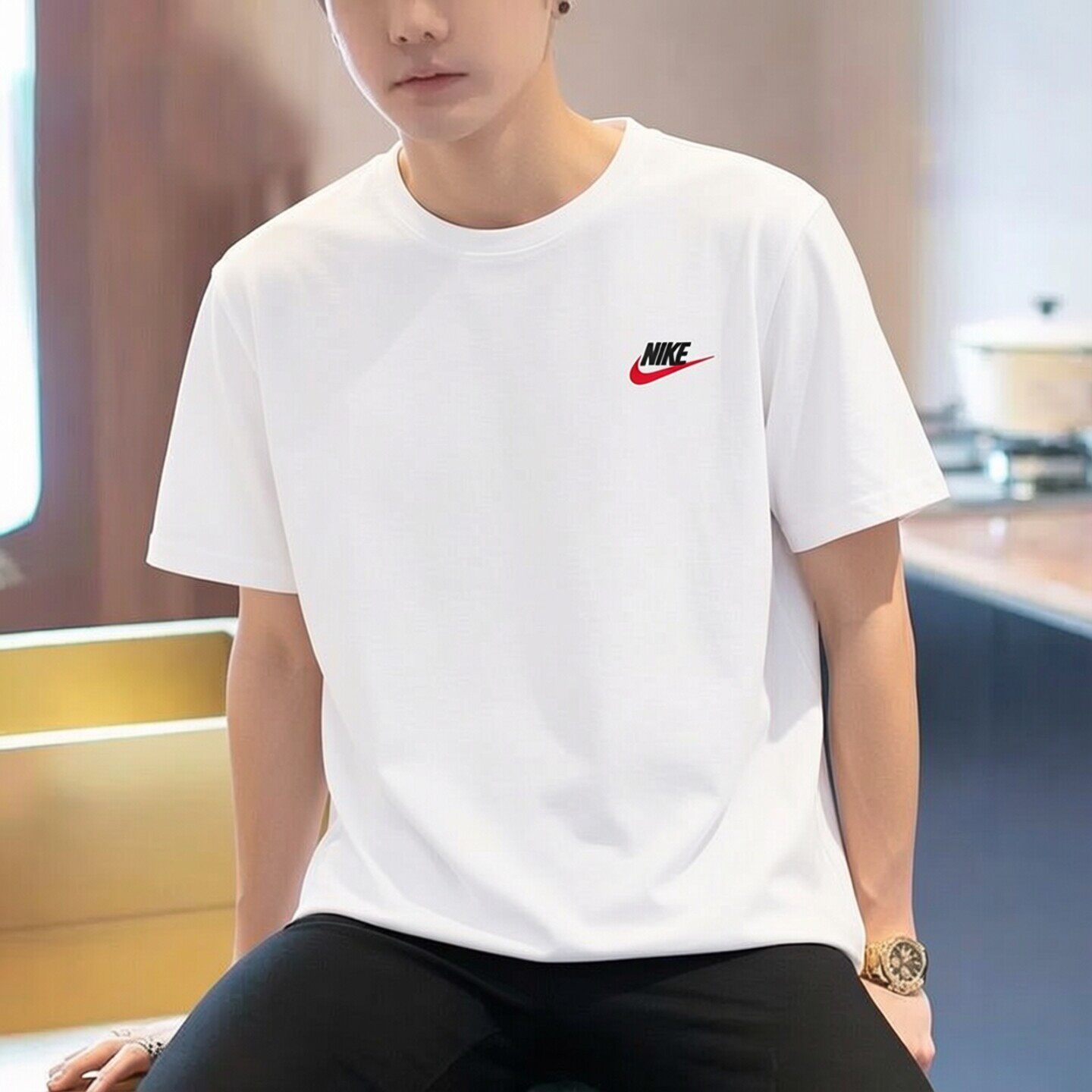 Nike耐克短袖上衣男正品夏季新款体恤运动白色宽松半袖T恤AR4