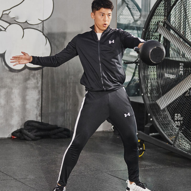 UA安德玛男装运动套装2025新款户外锻炼立领外套跑步宽松休闲长裤