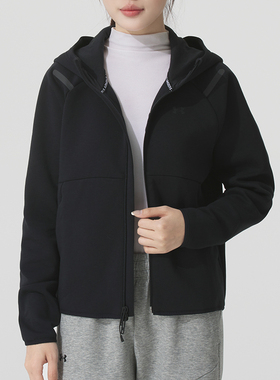 安德玛UA女装针织连帽夹克运动健身训练服透气休闲外套 1379842