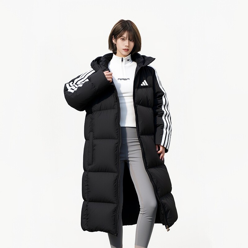 阿迪达斯正品长款羽绒服女装男装冬季新款宽松运动服保暖外套潮