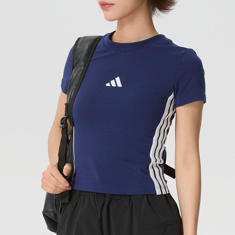 Adidas阿迪达斯修身T恤女装2026夏季新款跑步健身运动服短