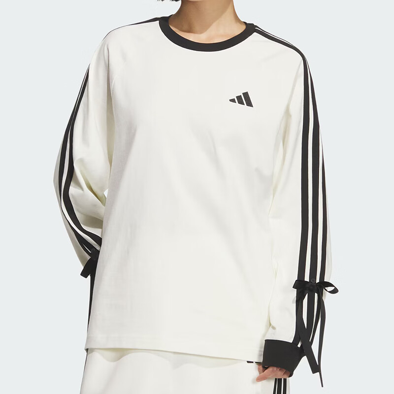 阿迪达斯女装DANCE LS TEE2休闲运动服秋季时尚三条纹纯棉长袖T恤