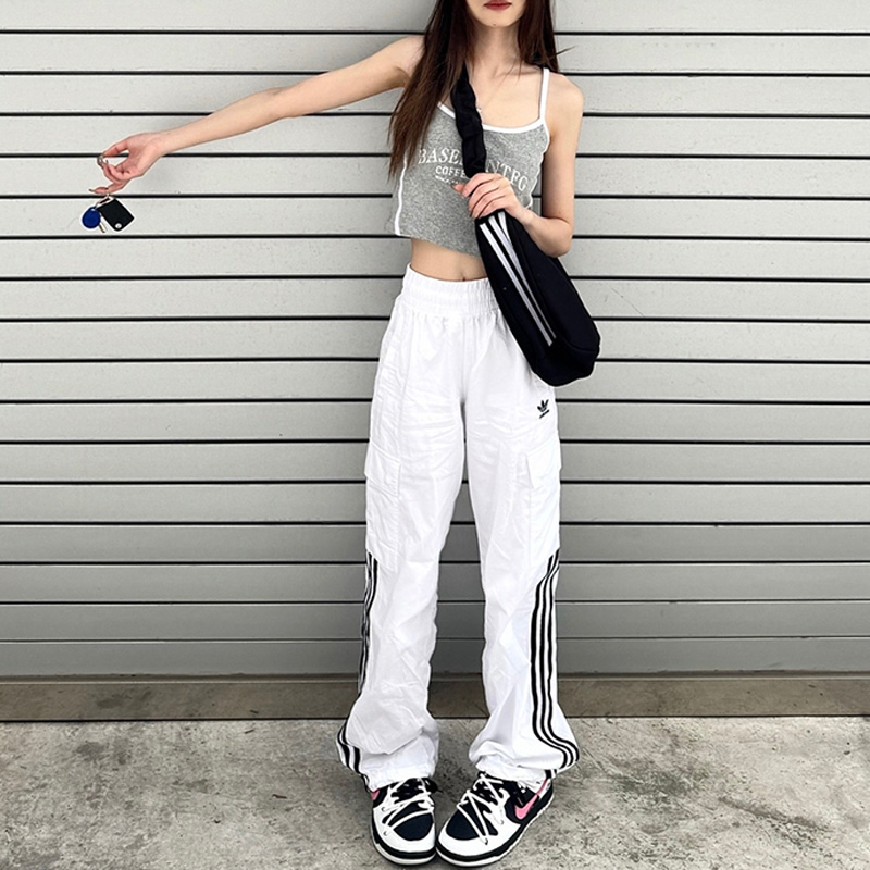 阿迪达斯三叶草秋季纯棉女裤2025全新款宽松长裤梭织直筒裤休闲裤