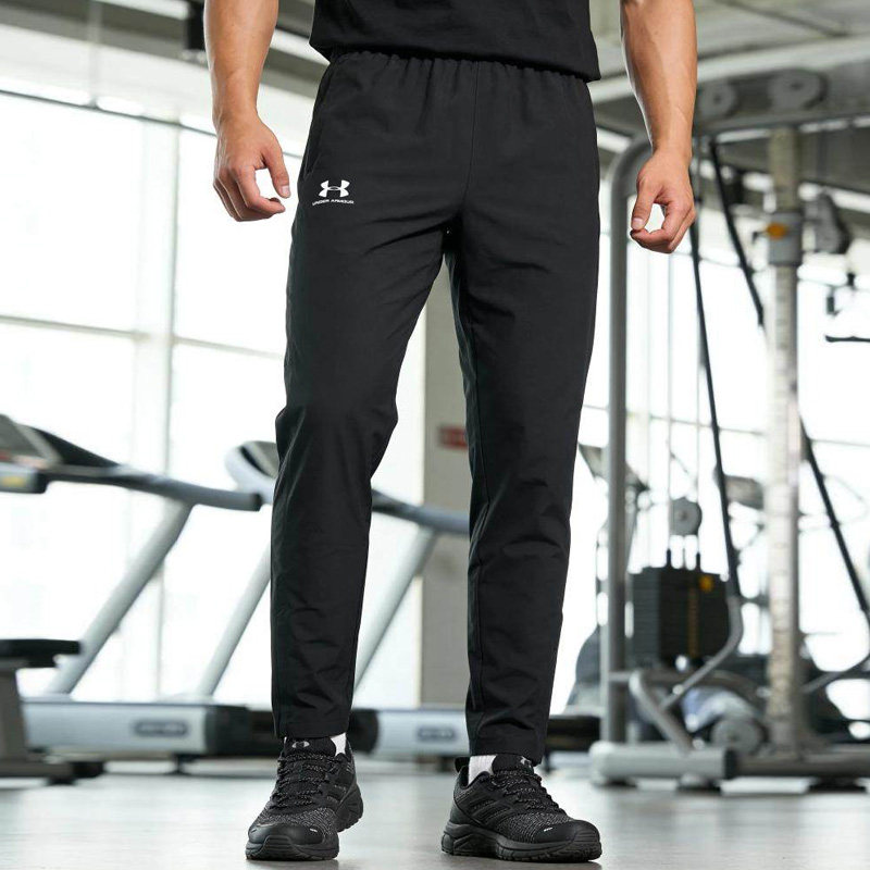 UA安德玛宽松长裤男裤春季新款男士运动裤直筒裤黑色长裤训练裤子