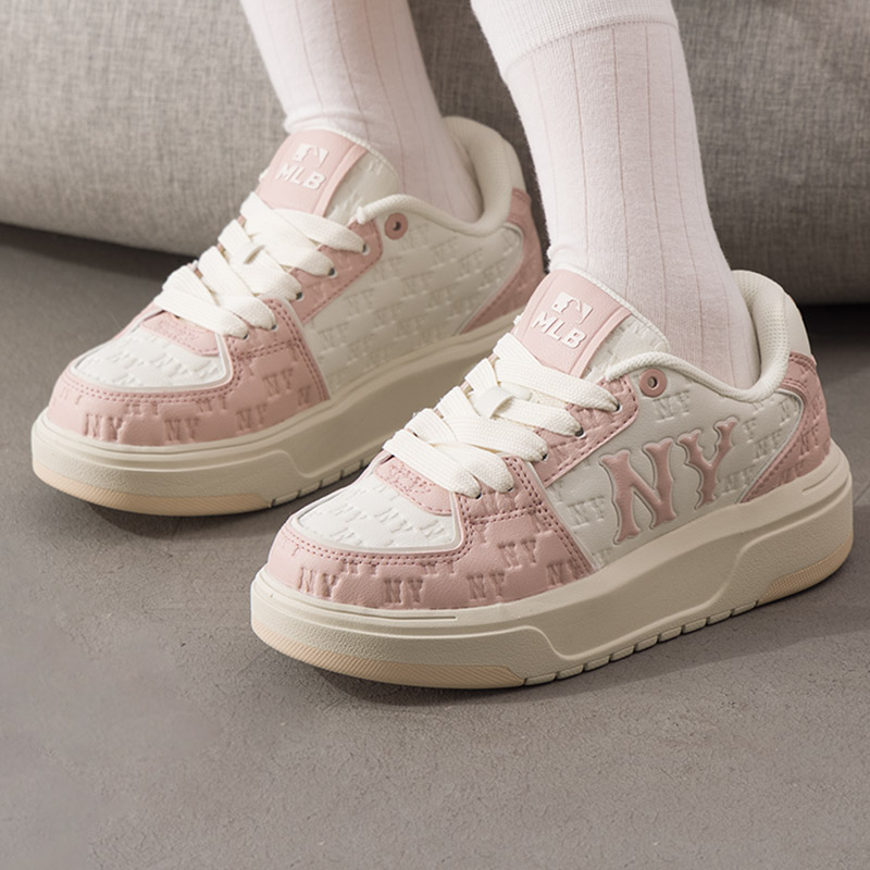 MLB官方 复古老花休闲鞋女鞋2025新款厚底显高运动鞋低帮轻便板鞋