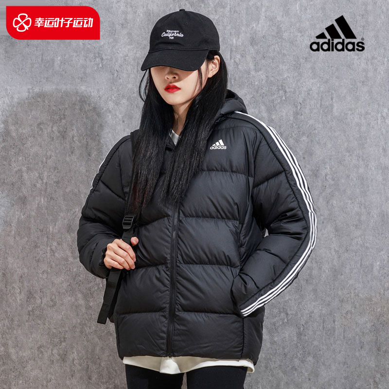 女羽绒服阿迪达斯连帽