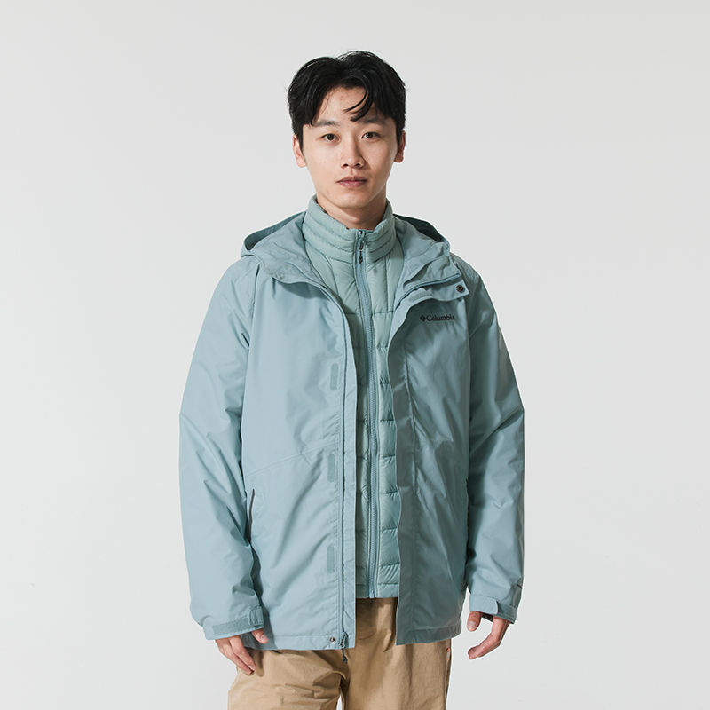 Columbia哥伦比亚男装25新款户外运动服羽绒内胆三合一冲锋衣外套