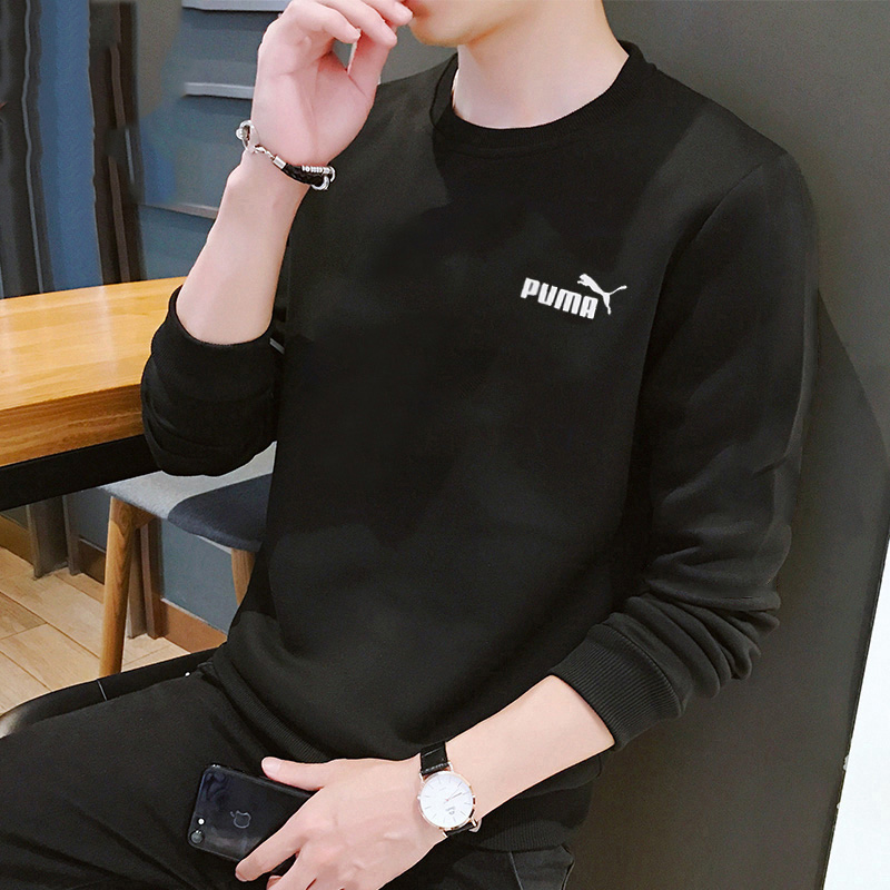 PUMA彪马黑色卫衣男装2025冬季新款男士休闲运动长袖套头衫683375