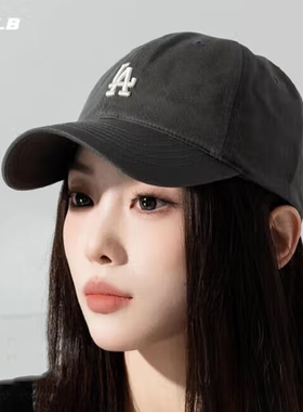 MLB灰色帽子NY洋基队棒球帽男女款弯檐LA冬季小标鸭舌帽CP77