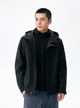 Lanbu蓝步男装秋季新款潮流夹克户外透气休闲摇粒绒三合一外套