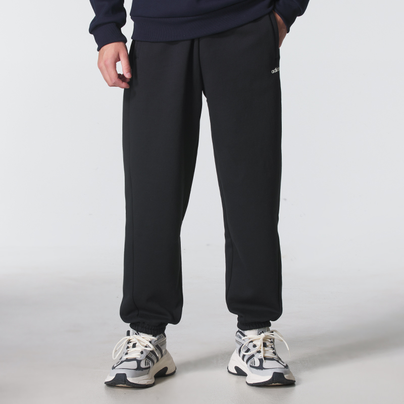 阿迪达斯黑色长裤男裤秋季新款针织卫裤跑步运动裤束脚裤子JX9405