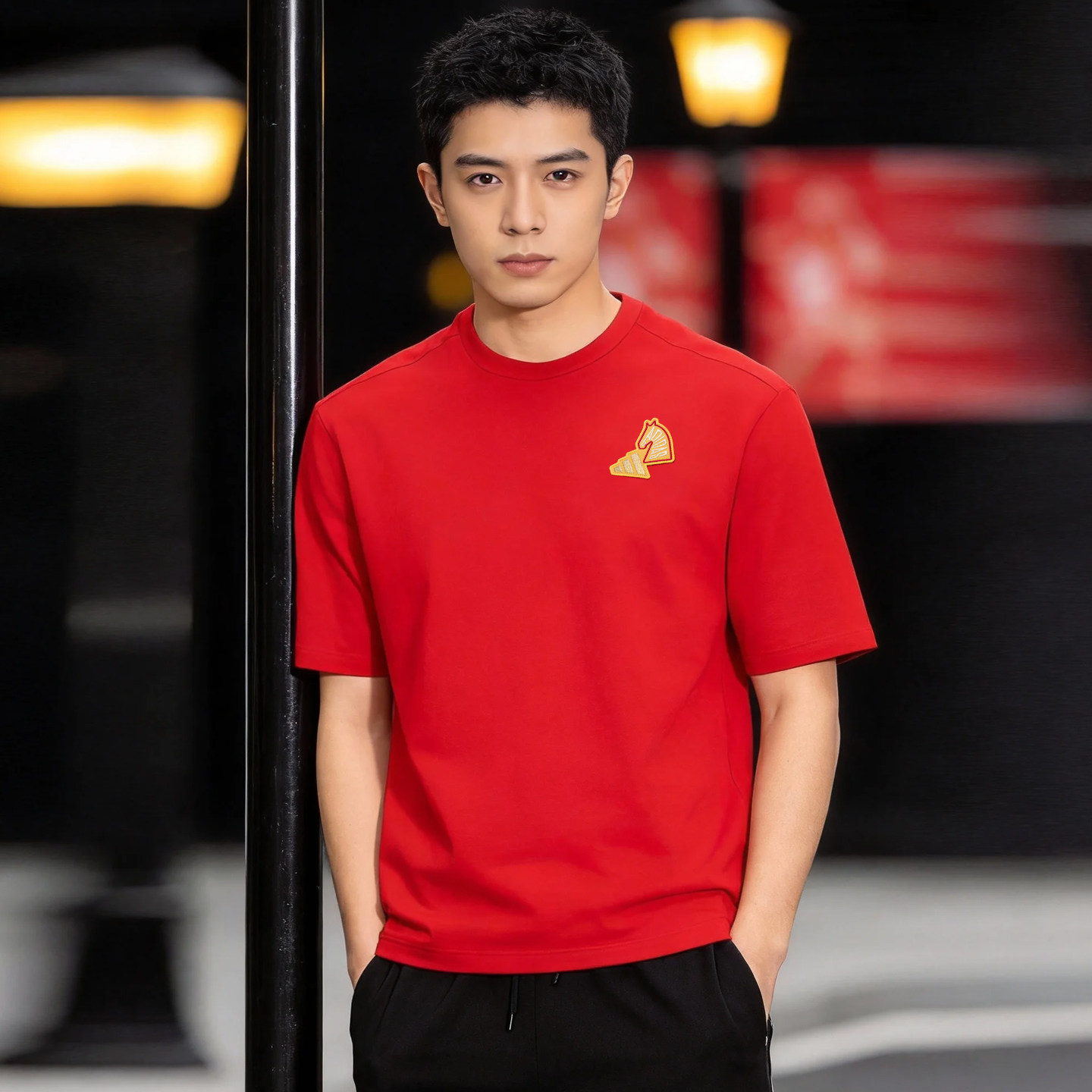 阿迪达斯新年款短袖男本命年红色半袖上衣马年休闲运动T恤KR3078,运动服/休闲服装,运动T恤,淘宝优惠券,粉丝福利购,淘宝优惠卷