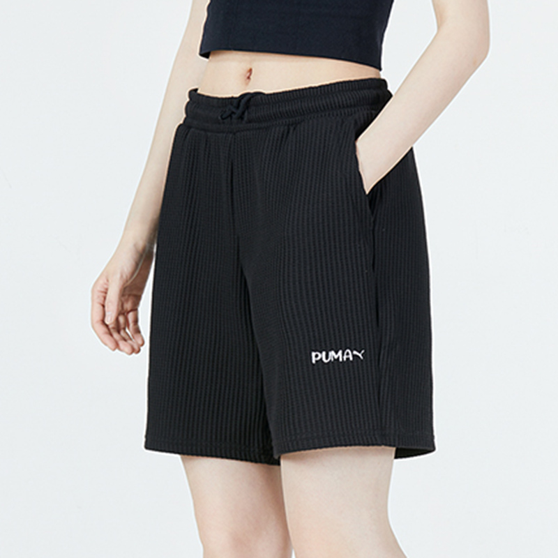 PUMA彪马黑色短裤女子夏季新款训练透气运动裤健身跑步裤子536884
