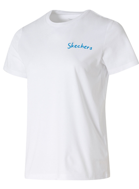 斯凯奇短袖女2025冬季新款宽松透气休闲运动T恤白色上衣P225W303