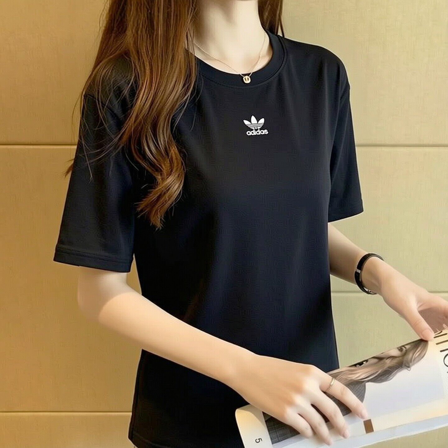 阿迪达斯三叶草短袖女装2026新款运动服宽松透气训练圆领上衣t恤