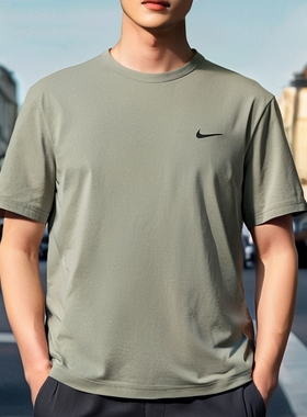 NIKE耐克男装2025新款绿色速干T恤短袖休闲上衣宽松运动服DV9840