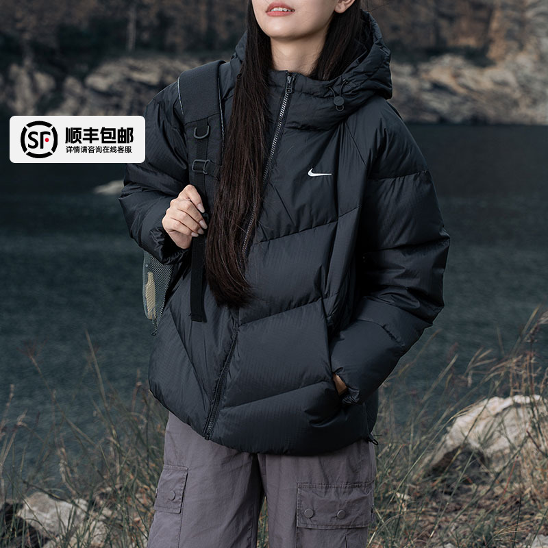 耐克正品连帽羽绒服女装25秋冬新款运动服夹克外套防风保暖面包服