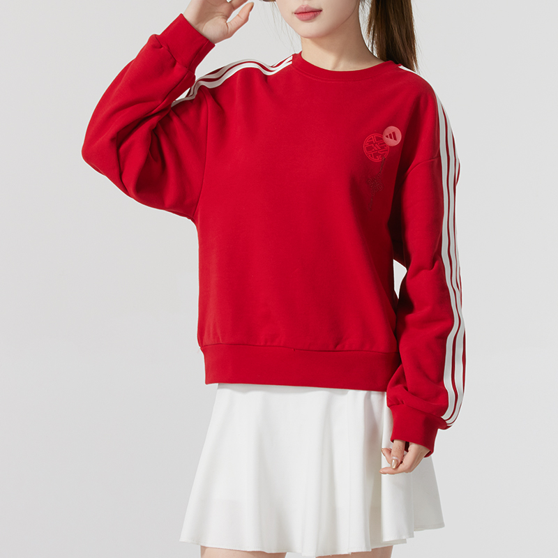 adidas阿迪达斯官方卫衣女2025新款圆领宽松运动休闲套头衫JZ1663