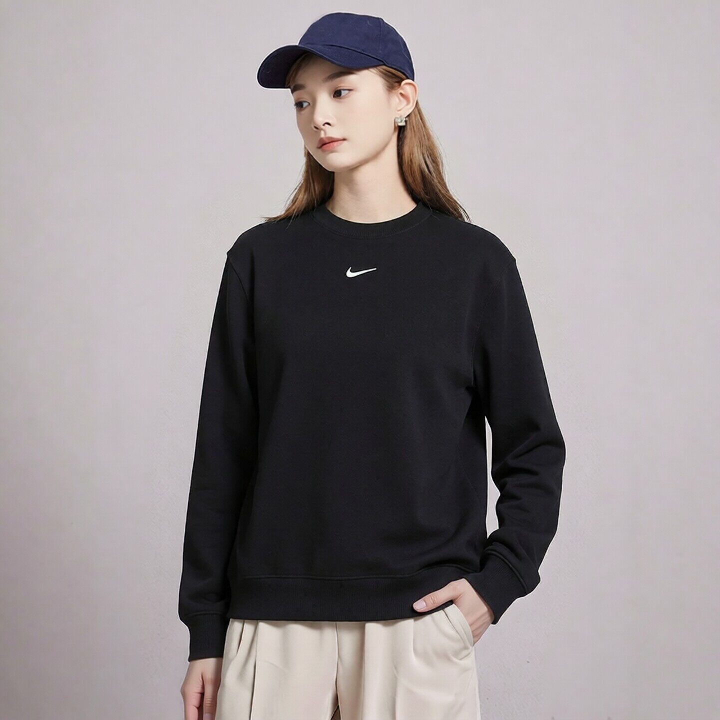 幸运叶子丨NIKE耐克圆领卫衣女装秋季新款休闲运动服长袖套头衫