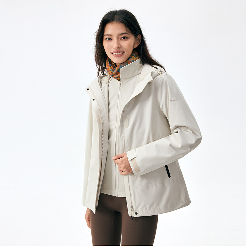 LANBU蓝步冲锋衣女秋季新款连帽运动服软壳内胆保暖登山徒步夹克