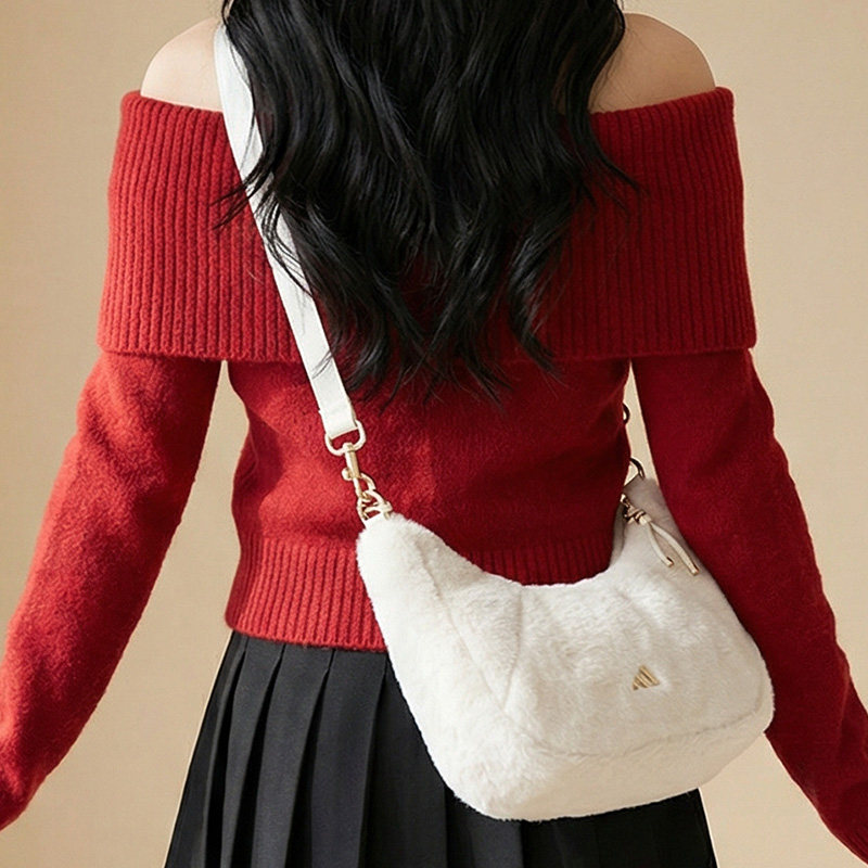 阿迪达斯斜挎包女包2026新年款毛茸运动休闲手拎包单肩包潮KR2