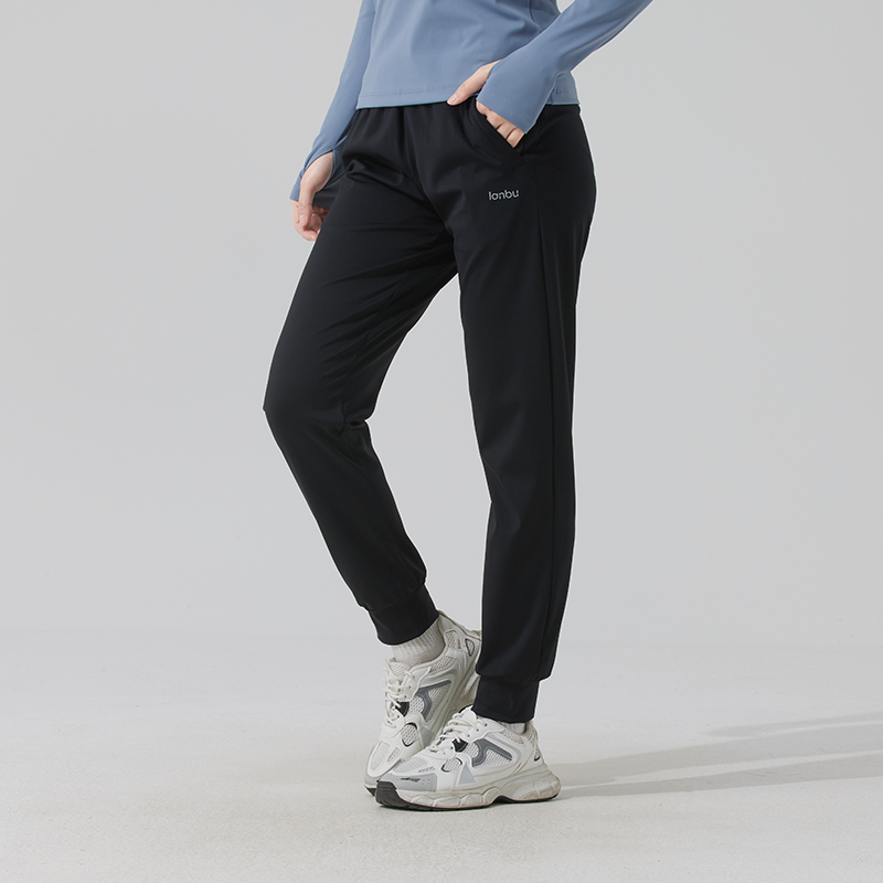 Lanbu蓝步针织长裤女裤夏季新款女子跑步运动裤透气裤子休闲裤潮