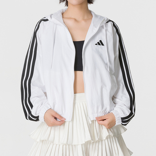 幸运叶子丨阿迪达斯外套女装2026新款运动服跑步训练梭织连帽夹克