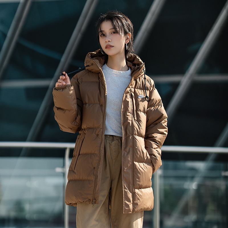 NIKE耐克中长款羽绒服男2025冬季新款连帽保暖外套防风运动服夹克