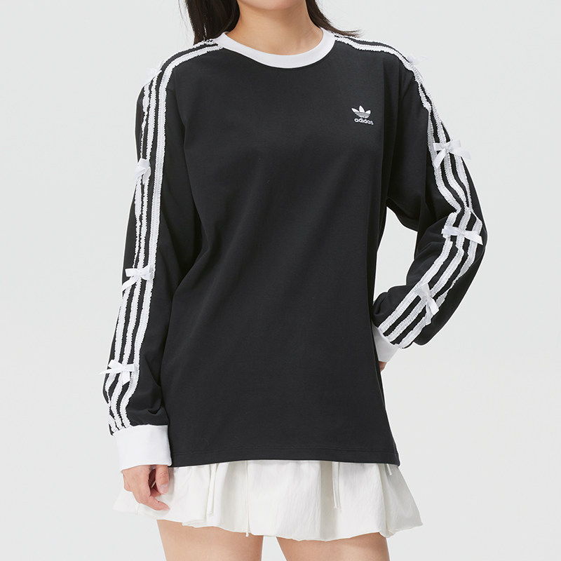 阿迪达斯圆领长袖T恤童装2026春季新款休闲运动服打底衫潮KW1292