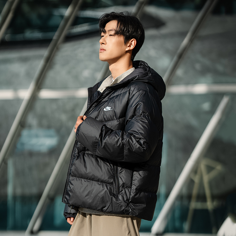 NIKE耐克羽绒服男装2025冬季新款户外夹克运动服保暖面包服外套