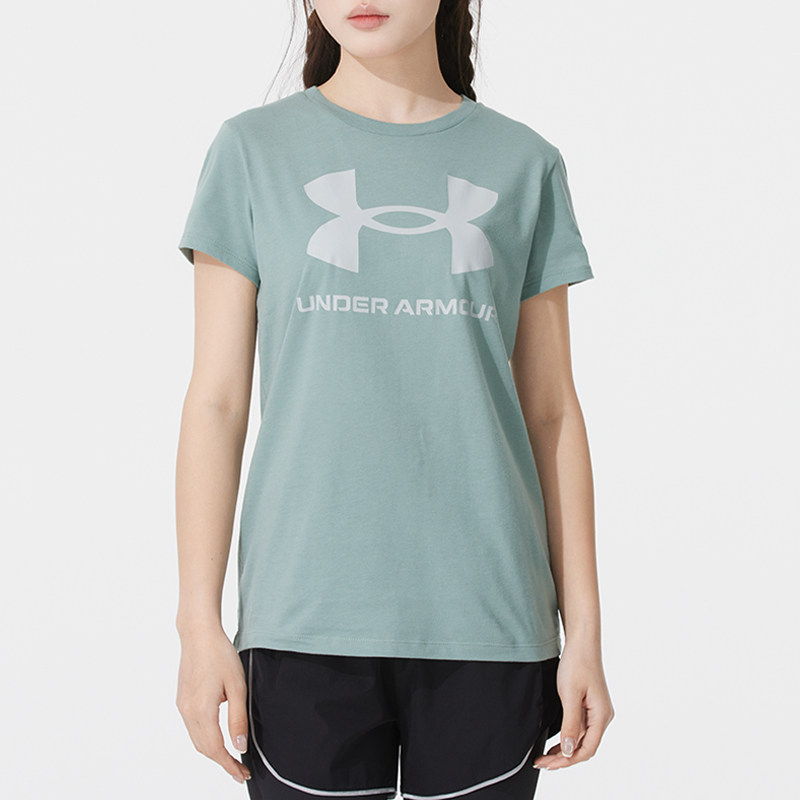 UA安德玛圆领T恤女装运动服健身训练瑜伽锻炼透气短袖上衣半截袖