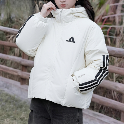 阿迪达斯羽绒服女装2025冬季新款运动服保暖加厚连帽鸭绒夹克外套