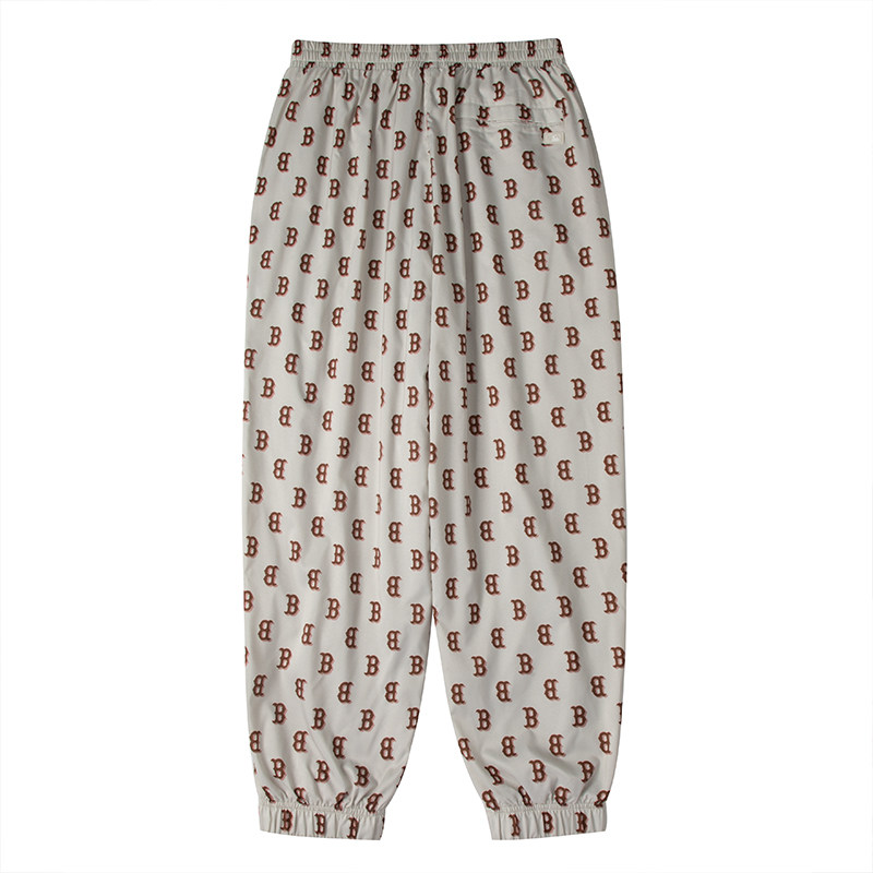 MLB官方 男女同款梭织长裤新款复古老花系列运动裤情侣宽松束脚裤