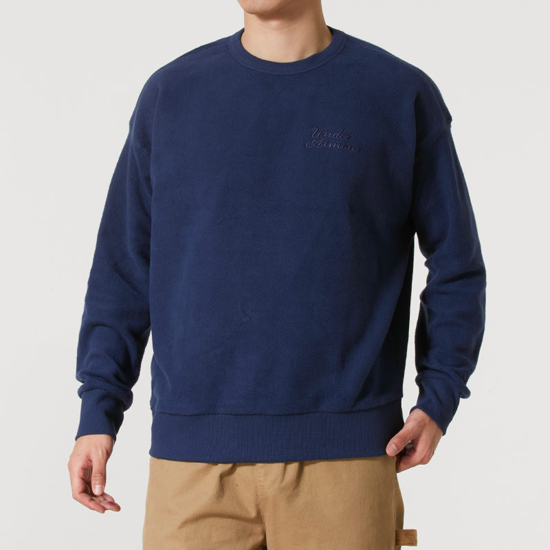 安德玛卫衣男装2025新款冬季运动服跑步健身训练休闲服针织套头衫