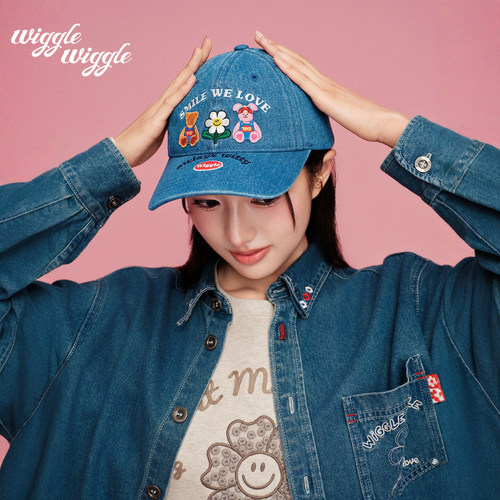 【董璇同款】wigglewiggle早秋上新帽子复古字母刺绣显脸小棒球帽