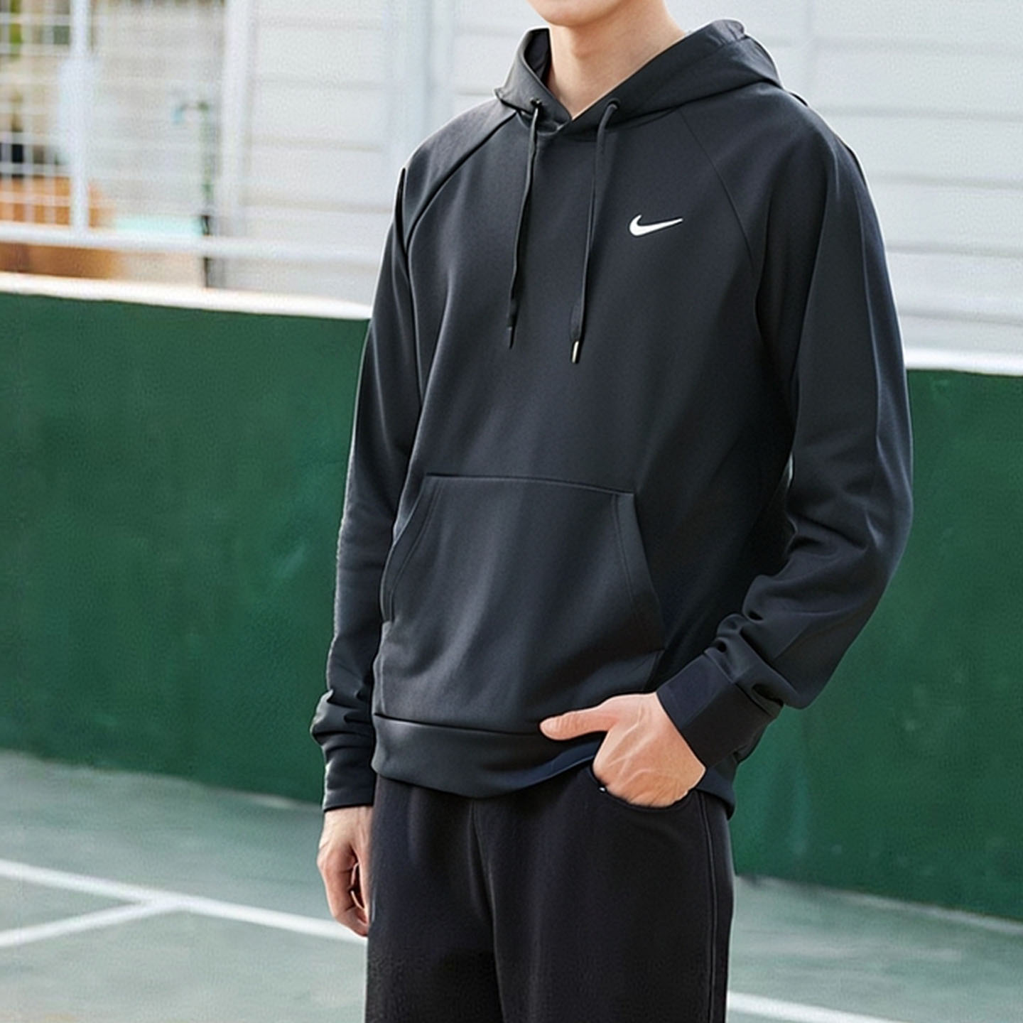 耐克卫衣外套男装2025秋季款加绒保暖运动服连帽防风休闲套头衫