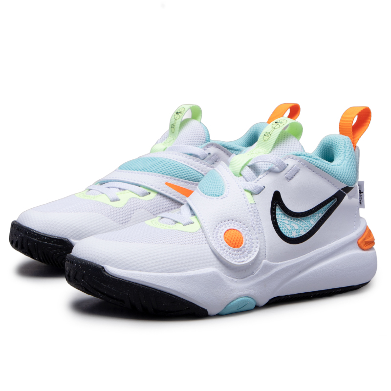 NIKE耐克童鞋男童篮球鞋TEAM HUSTLE D 11易穿脱魔术贴儿童运动鞋