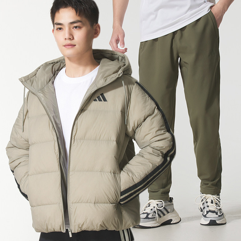 阿迪达斯保暖运动套装男装冬季新款防风羽绒服夹克加绒长裤两件套,运动服/休闲服装,运动套装,淘宝优惠券,粉丝福利购,淘宝优惠卷