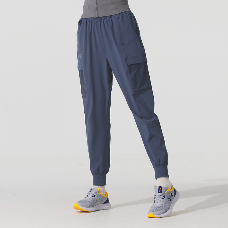 UA安德玛梭织长裤女裤冬季新款跑步运动裤健身训练裤收口束脚裤子