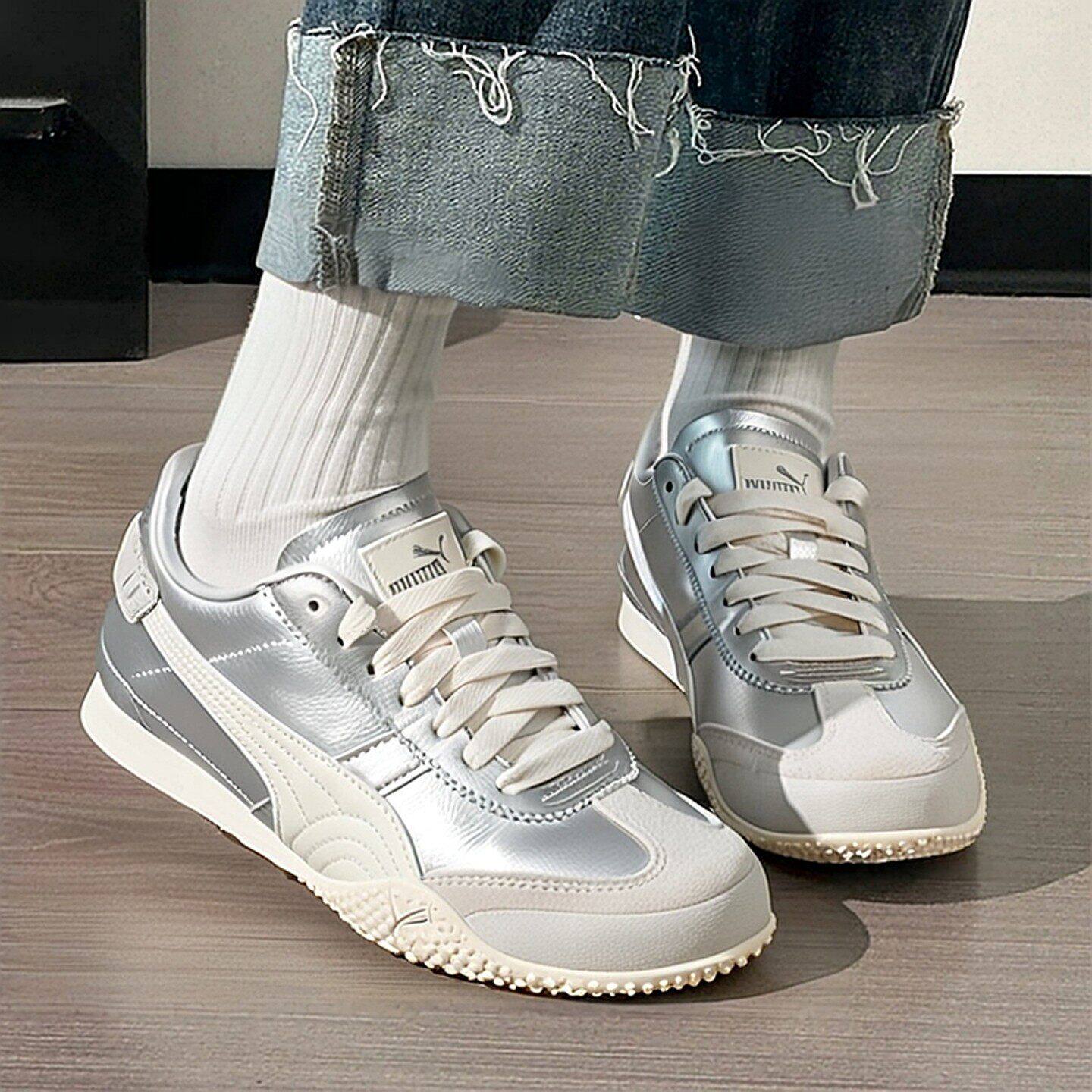 PUMA彪马德训鞋女鞋2026新款银色休闲鞋运动T头鞋薄底鞋子4