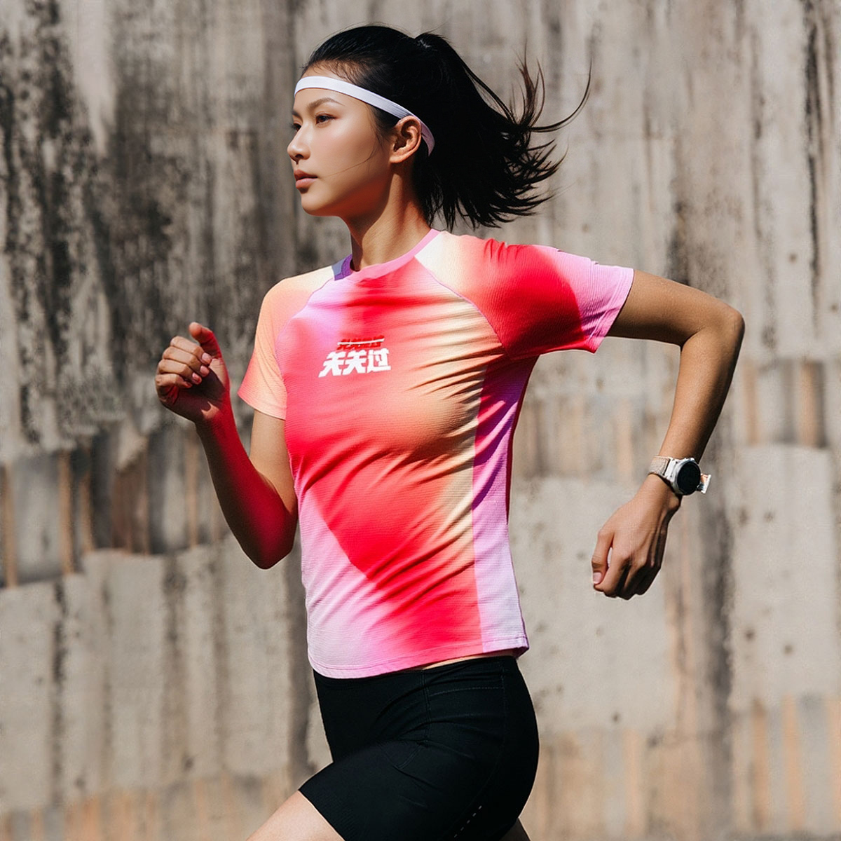 LANBU蓝步跑步T恤2025夏季新款女士短袖透气运动服跑步训练五分袖