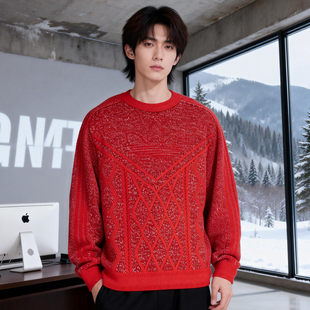 正品阿迪达斯三叶草男女新年款红色卫衣情侣长袖套头衫休闲上衣