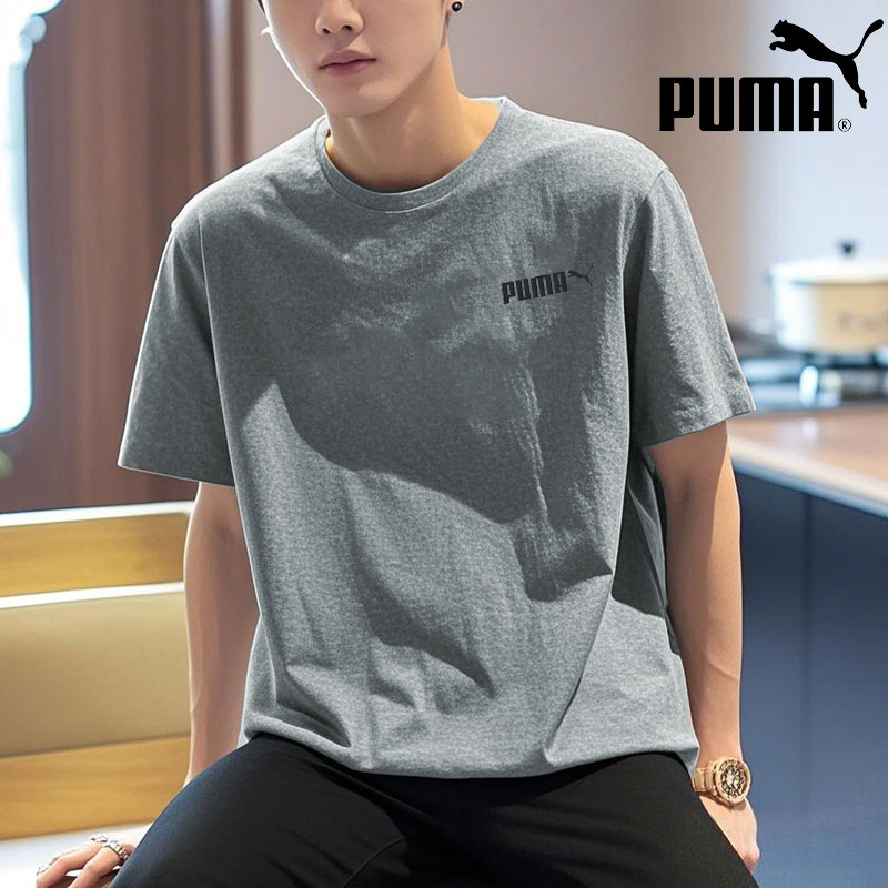 Puma彪马灰色t恤男纯棉短袖