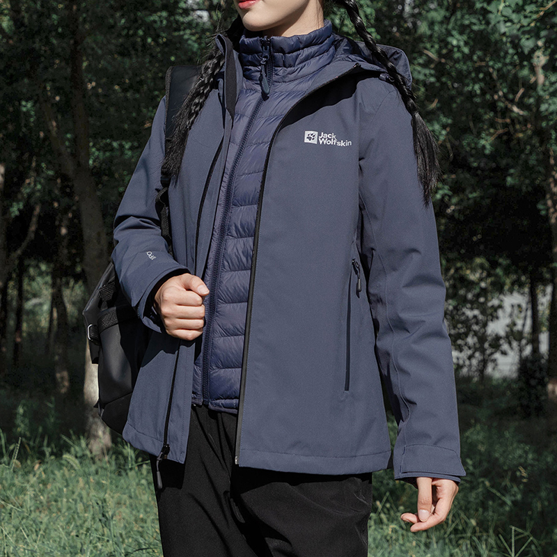 狼爪女装 户外运动服防风保暖休闲羽绒内胆三合一冲锋衣夹克外套