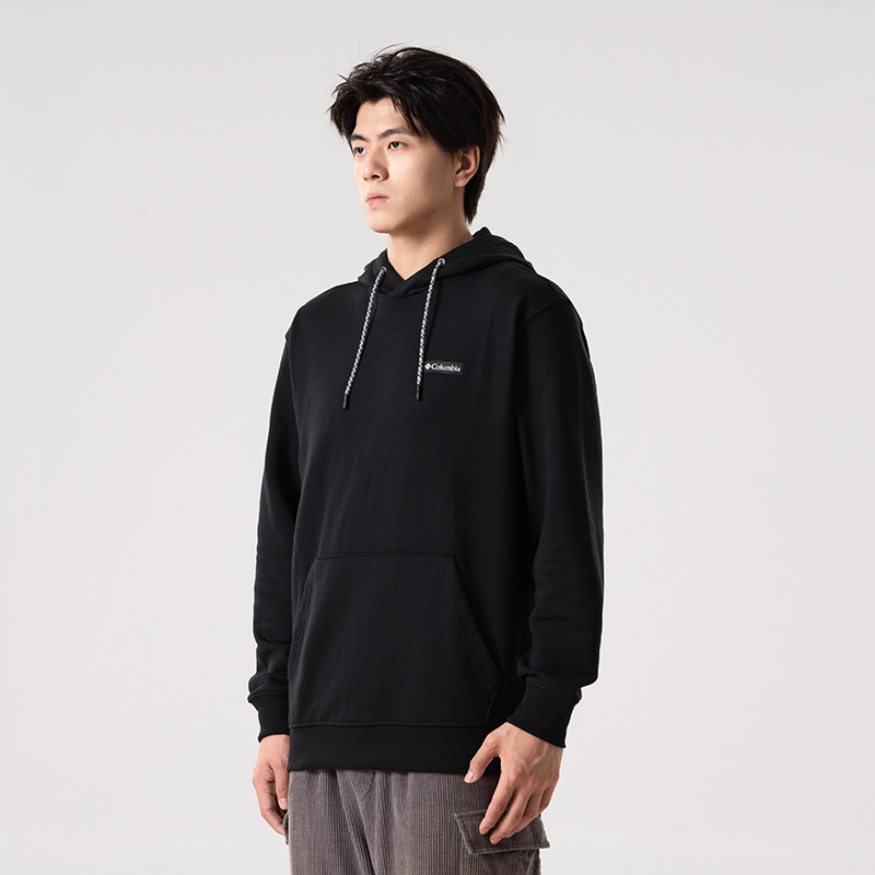 哥伦比亚黑色连帽卫衣男装秋季新款宽松休闲套头衫上衣户外运动服